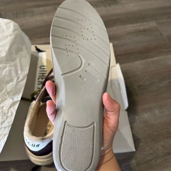 Golden Goose Running Sole Net Upper Shiny Suede Star Red Wine Silver Sneakers - Picture 13 of 16